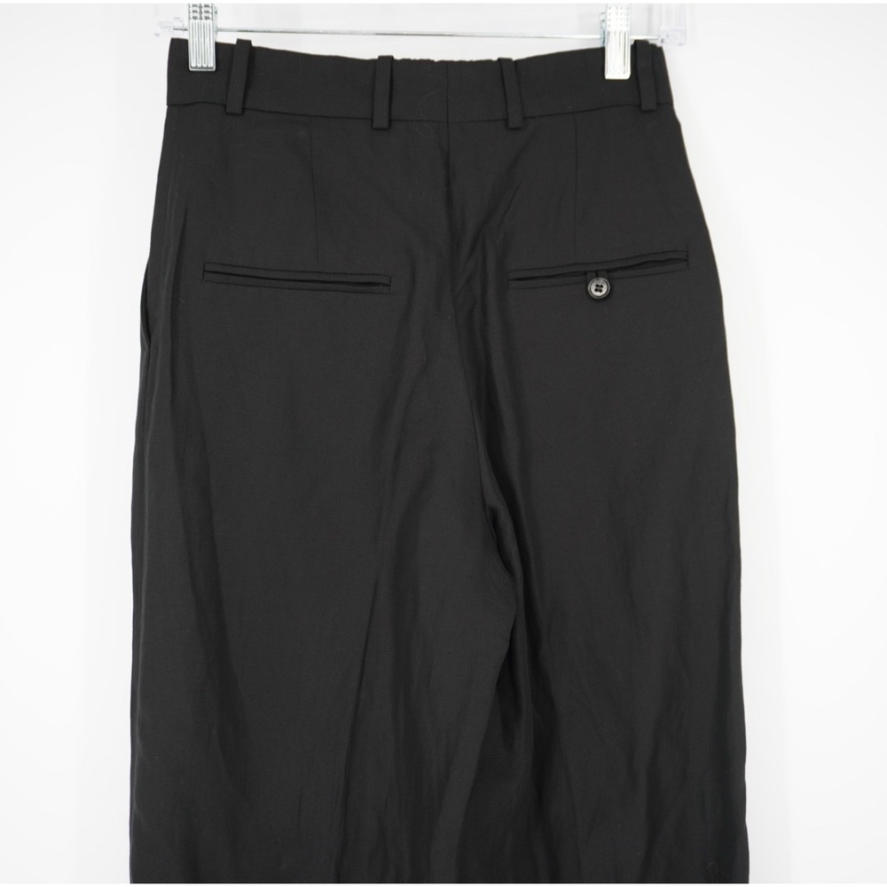 COS Black Wide‎ Leg Trousers Lyocell Linen Blend High Waisted Pants Size 2 - Picture 11 of 15